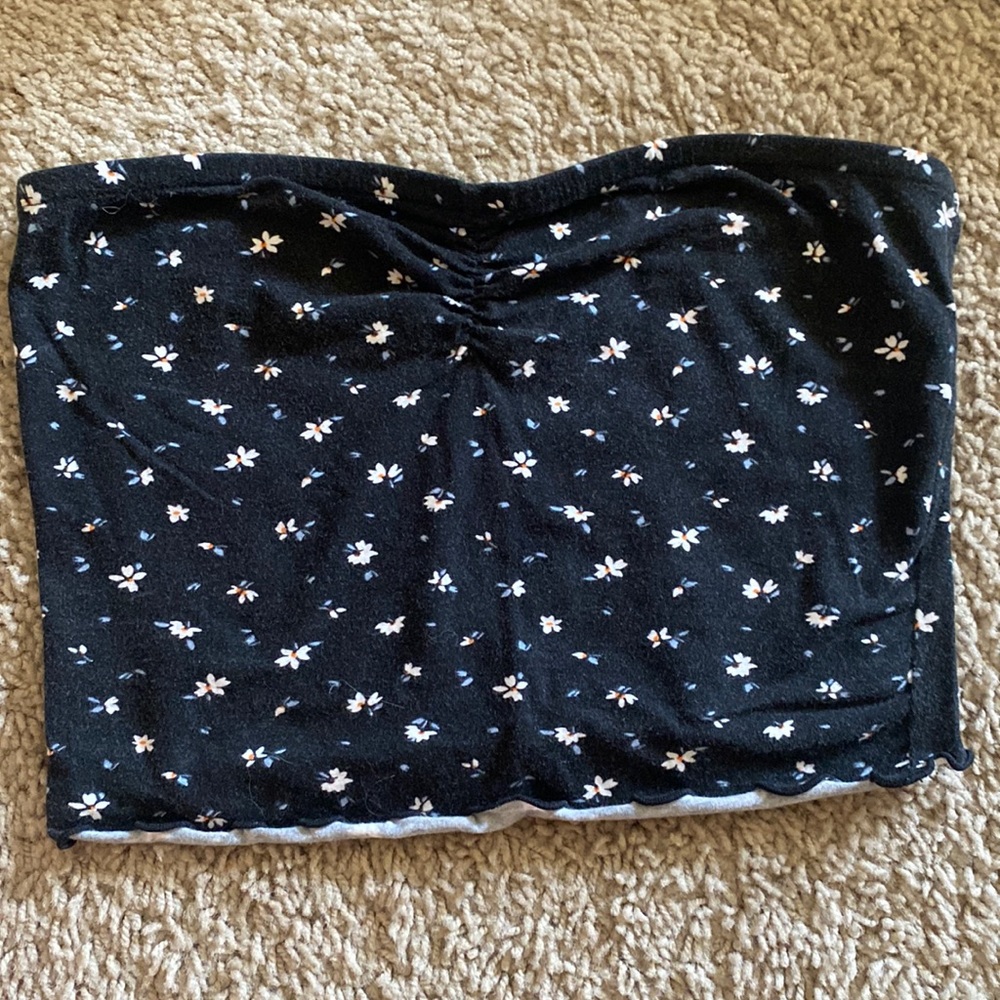 SCRUNCHED FLORAL TUBE TOP